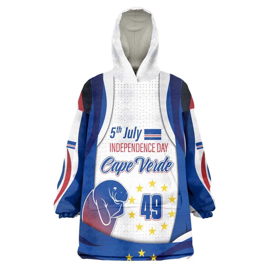 Cape Verde Kid Wearable Blanket Hoodie with Independence Day 5th July Flag Celebration Spirit