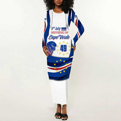 Cape Verde Long Sleeve Bodycon Dress with Independence Day 5th July Flag Celebration Spirit