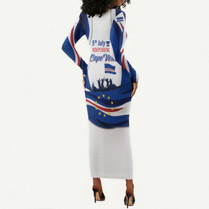 Cape Verde Long Sleeve Bodycon Dress with Independence Day 5th July Flag Celebration Spirit