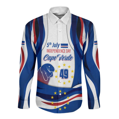 Cape Verde Long Sleeve Button Shirt with Independence Day 5th July Flag Celebration Spirit