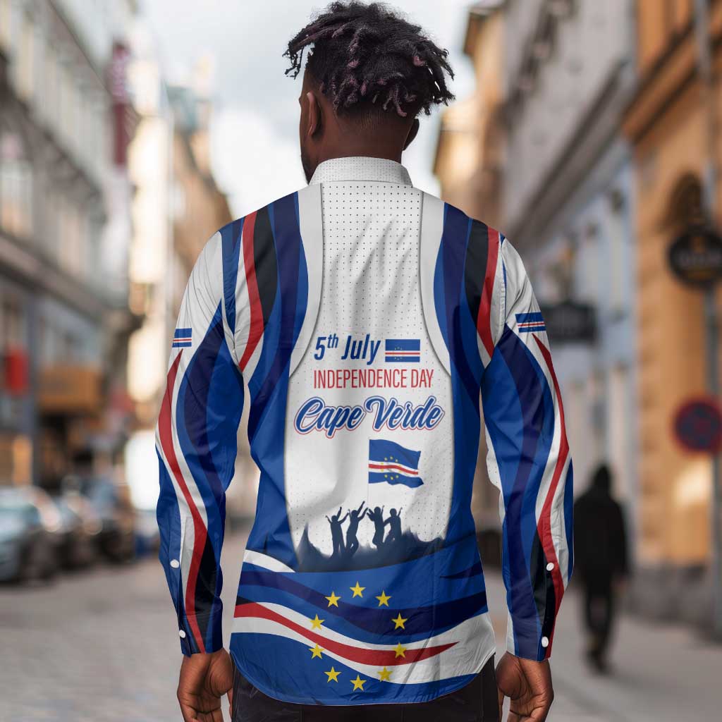 Cape Verde Long Sleeve Button Shirt with Independence Day 5th July Flag Celebration Spirit