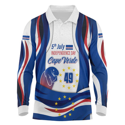 Cape Verde Long Sleeve Polo Shirt with Independence Day 5th July Flag Celebration Spirit
