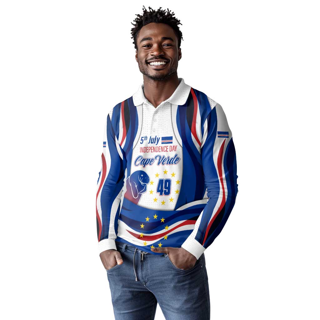 Cape Verde Long Sleeve Polo Shirt with Independence Day 5th July Flag Celebration Spirit