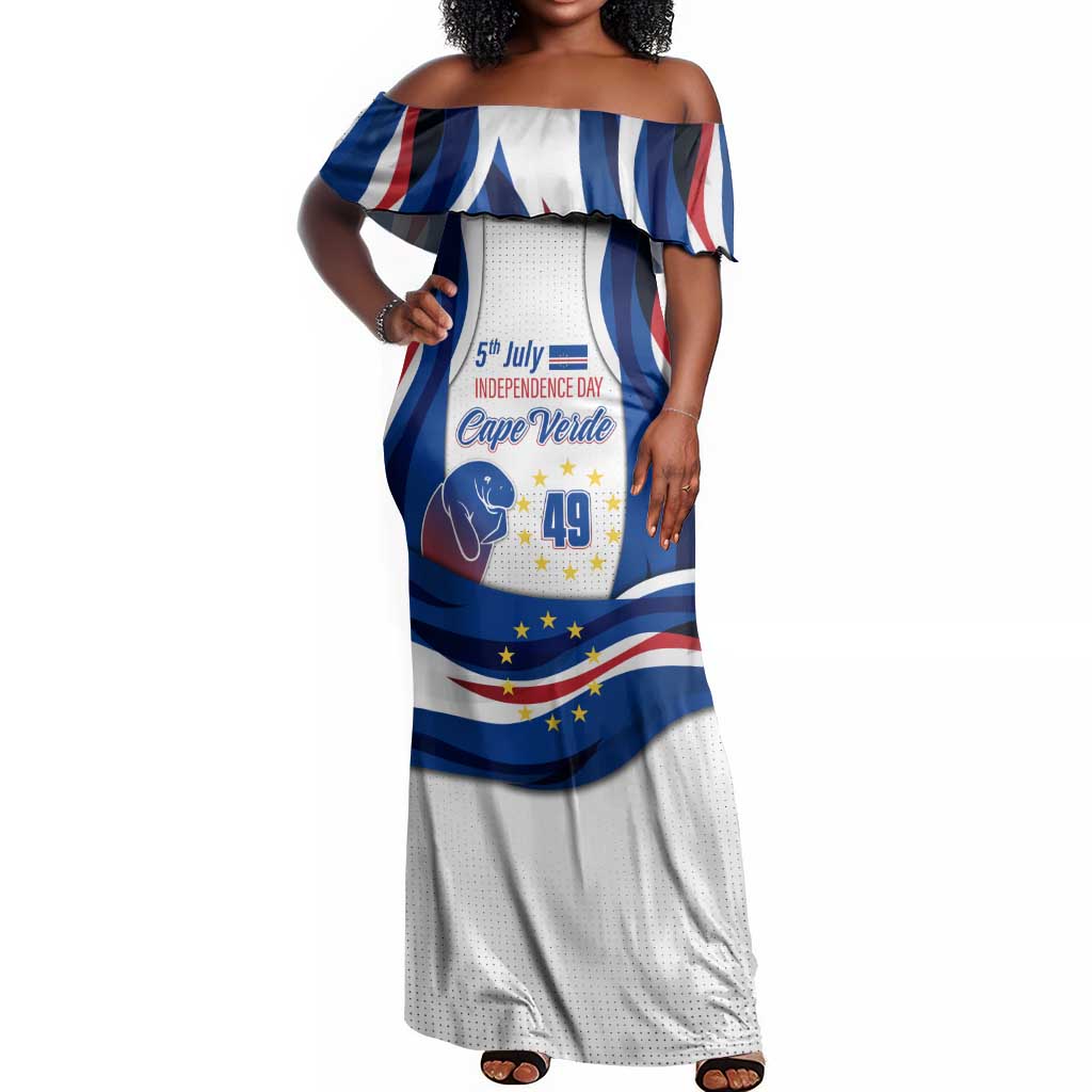 Cape Verde Off Shoulder Maxi Dress with Independence Day 5th July Flag Celebration Spirit
