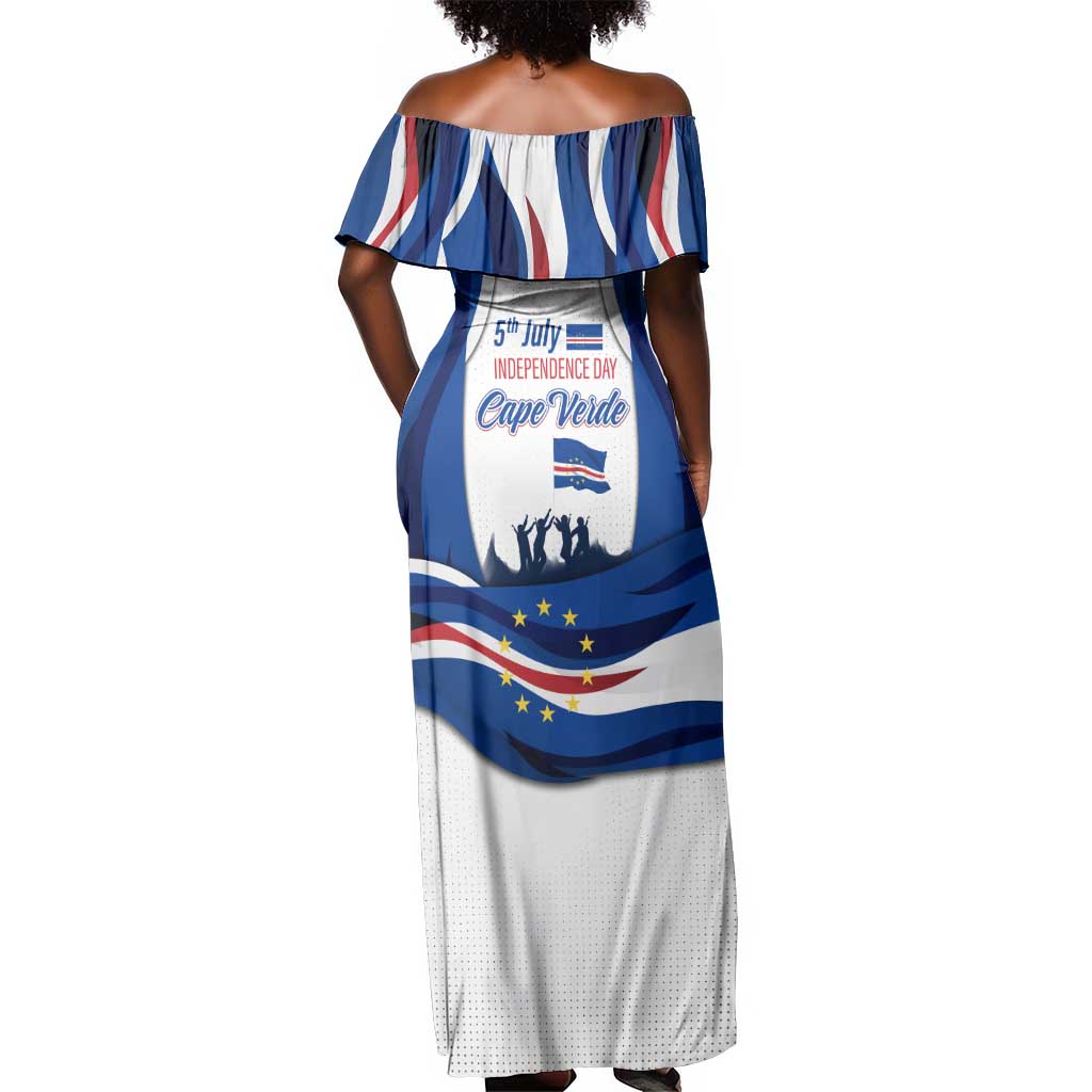 Cape Verde Off Shoulder Maxi Dress with Independence Day 5th July Flag Celebration Spirit
