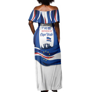 Cape Verde Off Shoulder Maxi Dress with Independence Day 5th July Flag Celebration Spirit