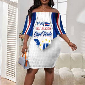 Cape Verde Off Shoulder Short Dress with Independence Day 5th July Flag Celebration Spirit