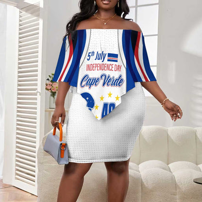 Cape Verde Off Shoulder Short Dress with Independence Day 5th July Flag Celebration Spirit