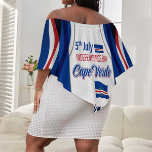 Cape Verde Off Shoulder Short Dress with Independence Day 5th July Flag Celebration Spirit