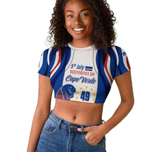 Cape Verde Raglan Cropped T shirt with Independence Day 5th July Flag Celebration Spirit