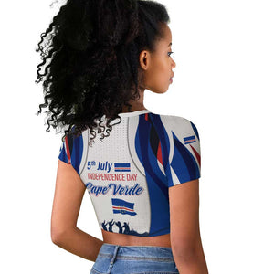 Cape Verde Raglan Cropped T shirt with Independence Day 5th July Flag Celebration Spirit