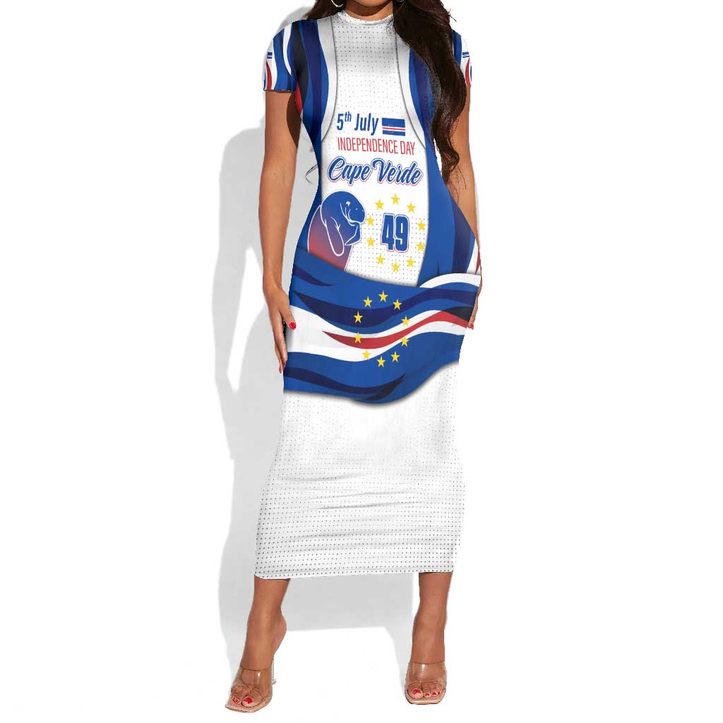 Cape Verde Short Sleeve Bodycon Dress with Independence Day 5th July Flag Celebration Spirit