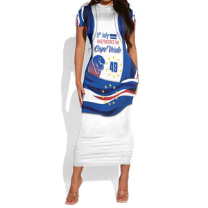 Cape Verde Short Sleeve Bodycon Dress with Independence Day 5th July Flag Celebration Spirit