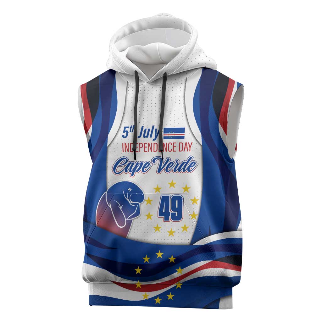 Cape Verde Sleeveless Hoodie with Independence Day 5th July Flag Celebration Spirit - African Pride