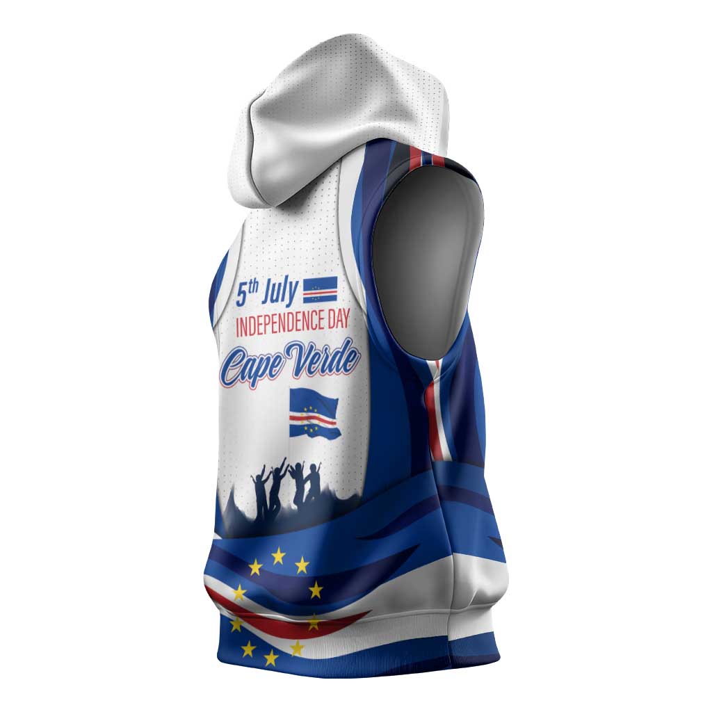 Cape Verde Sleeveless Hoodie with Independence Day 5th July Flag Celebration Spirit - African Pride