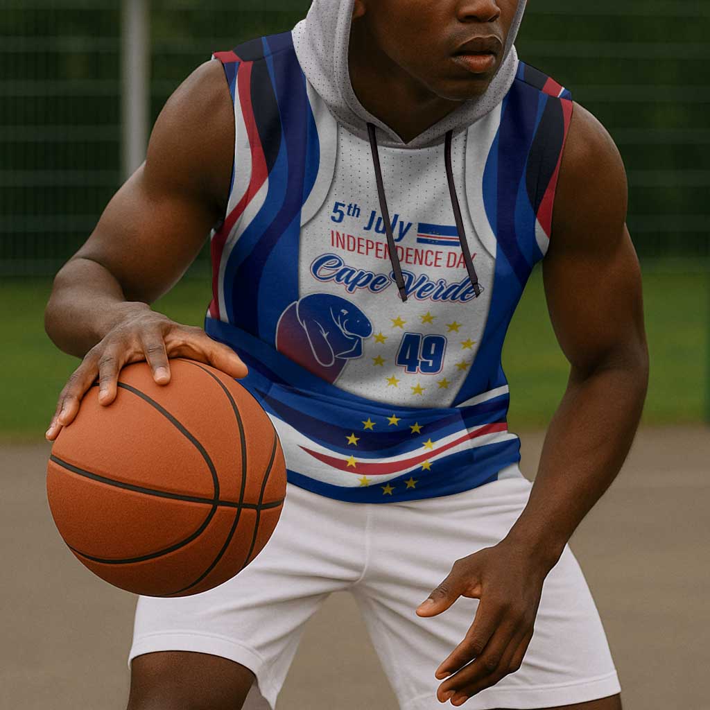 Cape Verde Sleeveless Hoodie with Independence Day 5th July Flag Celebration Spirit - African Pride