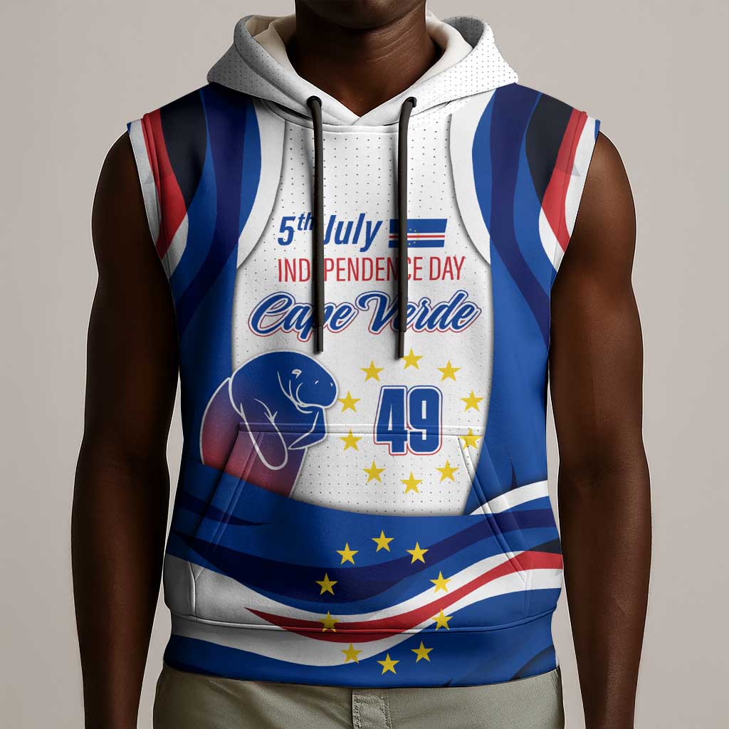 Cape Verde Sleeveless Hoodie with Independence Day 5th July Flag Celebration Spirit - African Pride