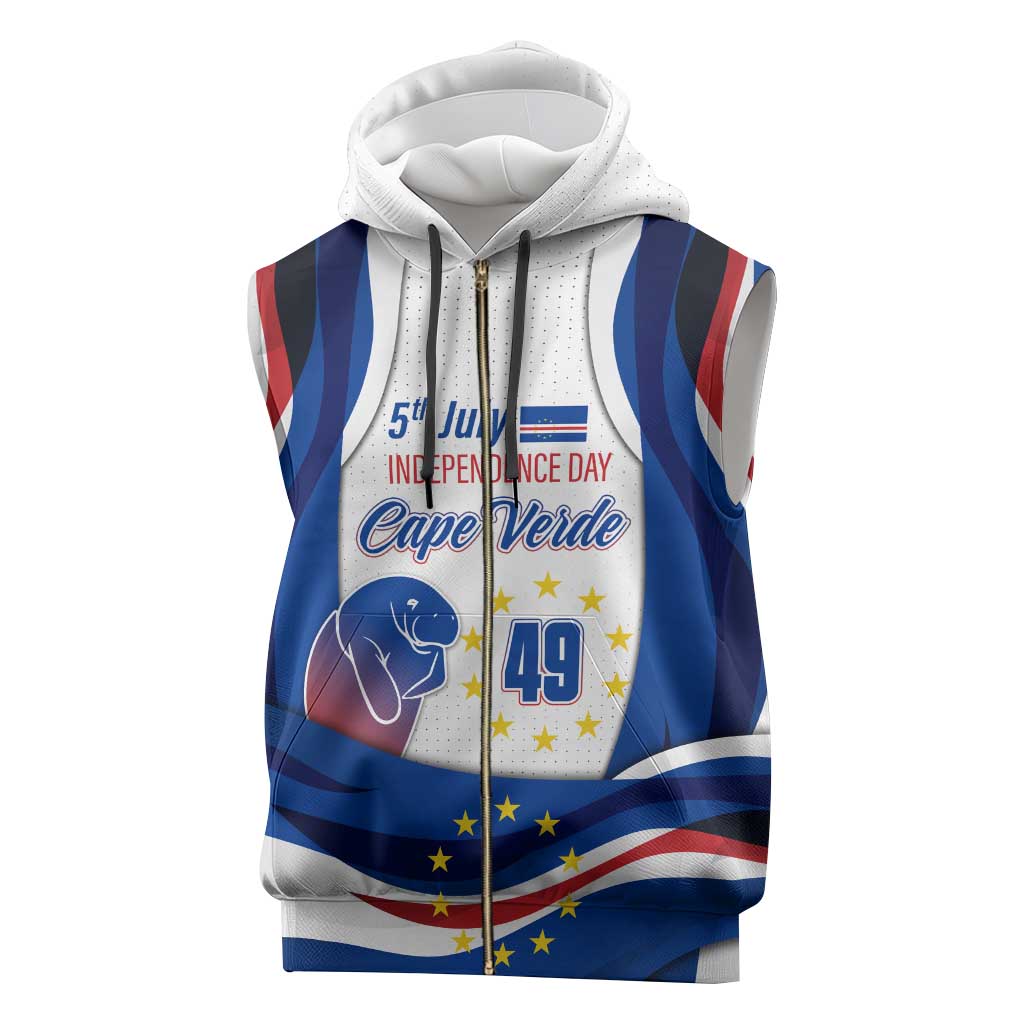 Cape Verde Sleeveless Zip Hoodie with Independence Day 5th July Flag Celebration Spirit - African Pride