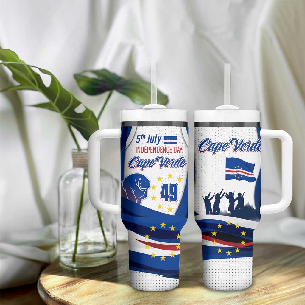 Cape Verde Tumbler With Handle with Independence Day 5th July Flag Celebration Spirit