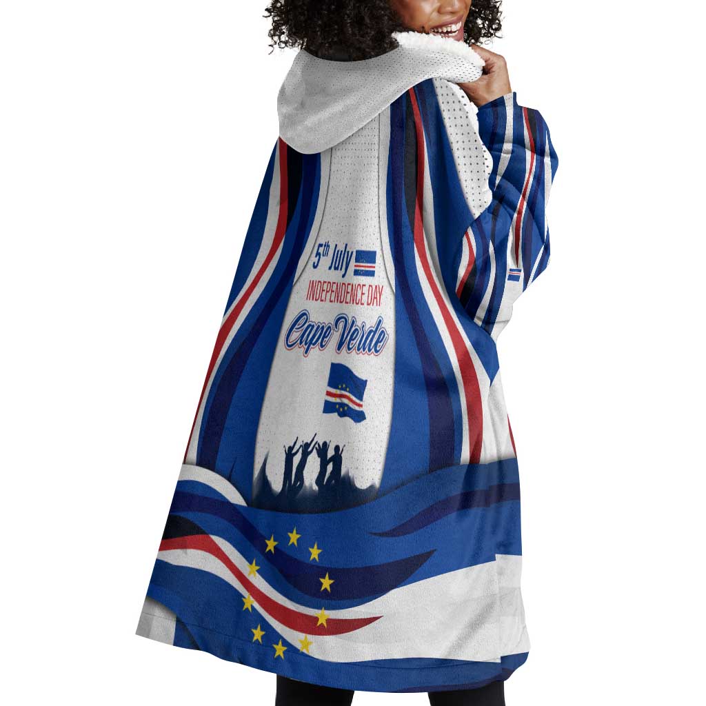 Cape Verde Wearable Blanket Hoodie with Independence Day 5th July Flag Celebration Spirit