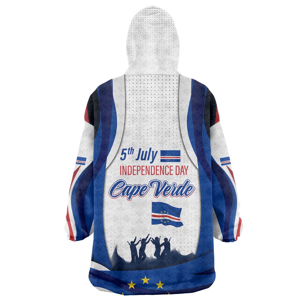 Cape Verde Wearable Blanket Hoodie with Independence Day 5th July Flag Celebration Spirit