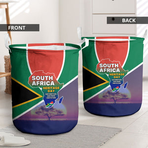 South Africa Heritage Day Laundry Basket Celebrating Roots Flag Map Sunset Savanna