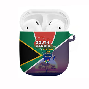South Africa Heritage Day AirPods Case Celebrating Roots Flag Map Sunset Savanna
