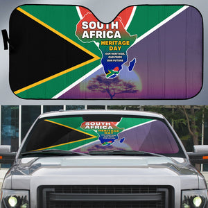 South Africa Heritage Day Auto Sun Shade Celebrating Roots Flag Map Sunset Savanna