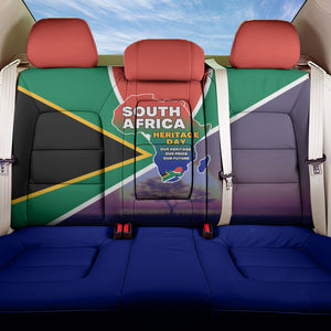 South Africa Heritage Day Back Car Seat Cover Celebrating Roots Flag Map Sunset Savanna