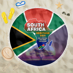 South Africa Heritage Day Beach Blanket Celebrating Roots Flag Map Sunset Savanna