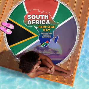 South Africa Heritage Day Beach Blanket Celebrating Roots Flag Map Sunset Savanna