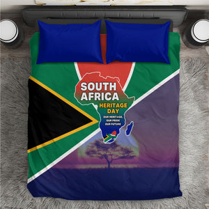 South Africa Heritage Day Bedding Set Celebrating Roots Flag Map Sunset Savanna