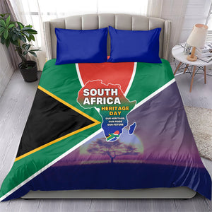 South Africa Heritage Day Bedding Set Celebrating Roots Flag Map Sunset Savanna