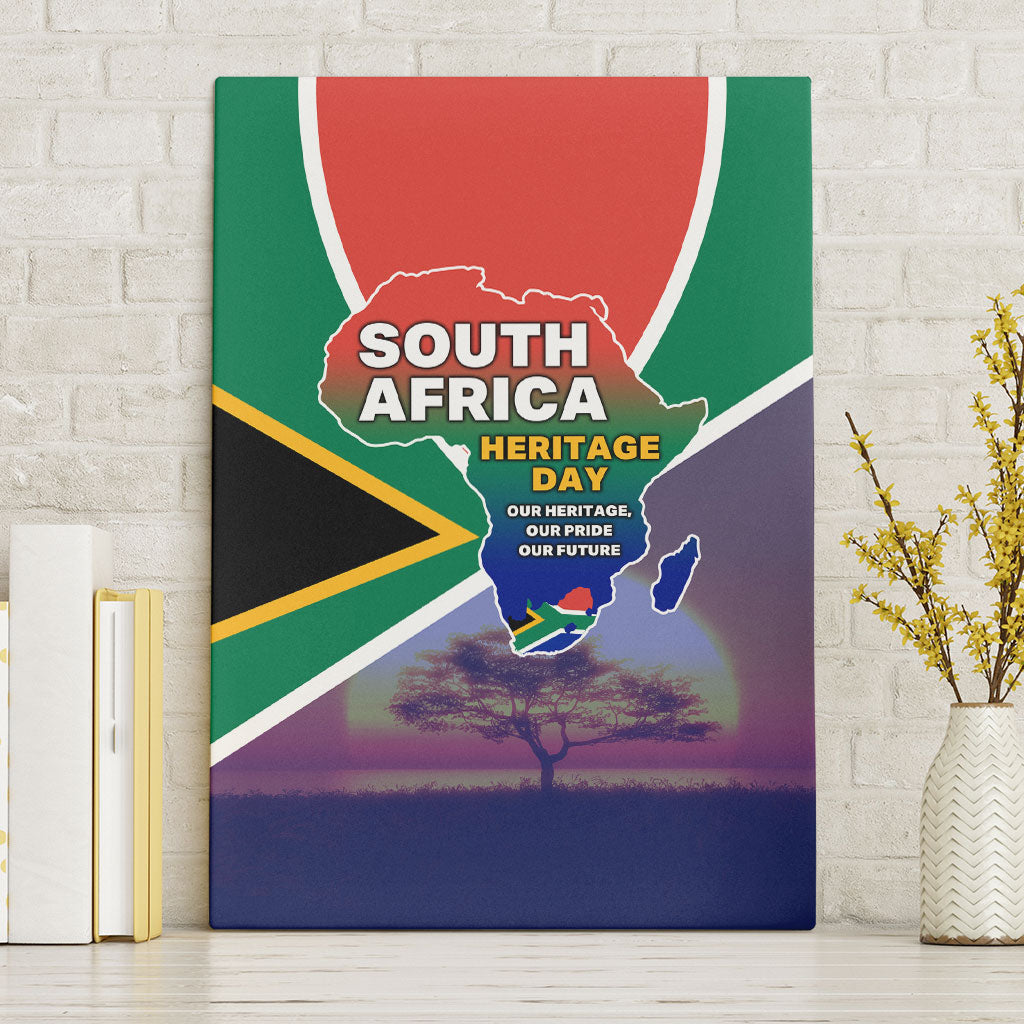 South Africa Heritage Day Canvas Wall Art Celebrating Roots Flag Map Sunset Savanna