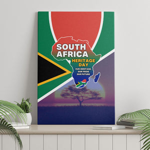 South Africa Heritage Day Canvas Wall Art Celebrating Roots Flag Map Sunset Savanna