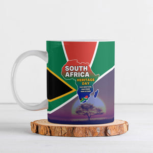 South Africa Heritage Day Ceramic Mug Celebrating Roots Flag Map Sunset Savanna