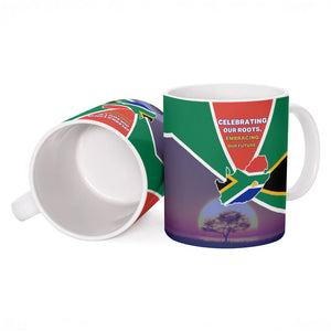 South Africa Heritage Day Ceramic Mug Celebrating Roots Flag Map Sunset Savanna