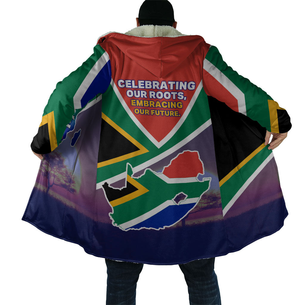 South Africa Heritage Day Cloak Celebrating Roots Flag Map Sunset Savanna