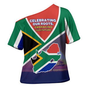 South Africa Heritage Day Cross Shoulder Shirt Celebrating Roots Flag Map Sunset Savanna