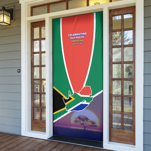 South Africa Heritage Day Door Cover Celebrating Roots Flag Map Sunset Savanna