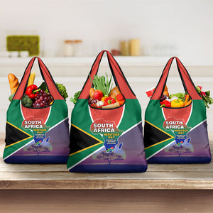 South Africa Heritage Day Grocery Bag Celebrating Roots Flag Map Sunset Savanna