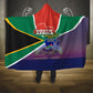 South Africa Heritage Day Hooded Blanket Celebrating Roots Flag Map Sunset Savanna