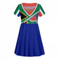 South Africa Heritage Day Kid Short Sleeve Dress Celebrating Roots Flag Map Sunset Savanna
