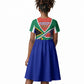 South Africa Heritage Day Kid Short Sleeve Dress Celebrating Roots Flag Map Sunset Savanna
