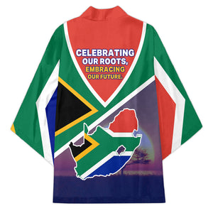 South Africa Heritage Day Kimono Celebrating Roots Flag Map Sunset Savanna