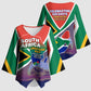 South Africa Heritage Day Kimono Sleeve Blouse Celebrating Roots Flag Map Sunset Savanna