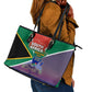 South Africa Heritage Day Leather Tote Bag Celebrating Roots Flag Map Sunset Savanna