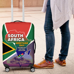 South Africa Heritage Day Luggage Cover Celebrating Roots Flag Map Sunset Savanna