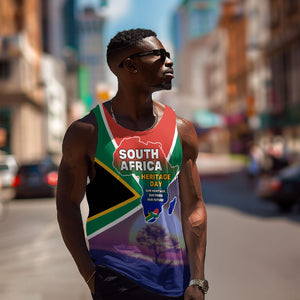 South Africa Heritage Day Men Tank Top Celebrating Roots Flag Map Sunset Savanna