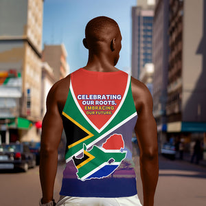 South Africa Heritage Day Men Tank Top Celebrating Roots Flag Map Sunset Savanna